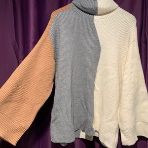 Mango Block Coloured Sweater With Bell Sleeves Size M